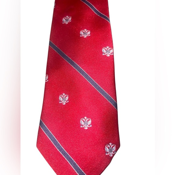 EUC Christian Dior Mario Valentino Abstract Paisley Patriotic Navy Red Ties - Picture 3 of 9